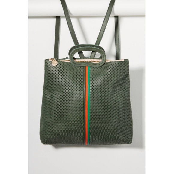 Clare V. Perforated Marcelle Backpack in Green - Picture 15 of 15